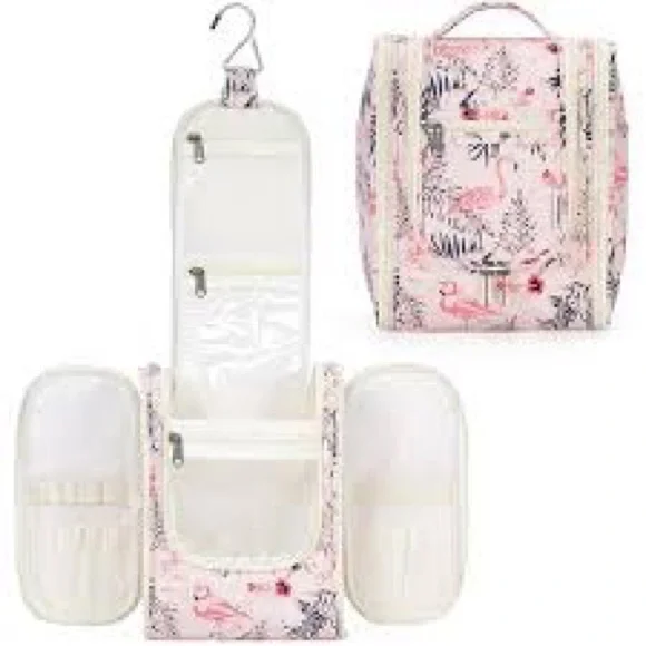 Flamingo hanging travel toiletry bag, - Picture 2 of 3